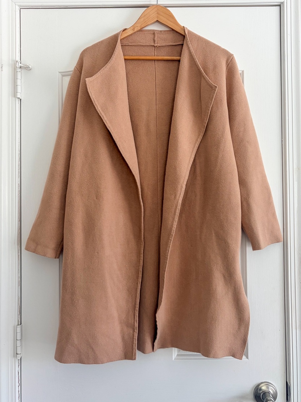 CHICWISH Camel Open Front Long Cardigan Coatigan Size M/L Knit Duster Jacket